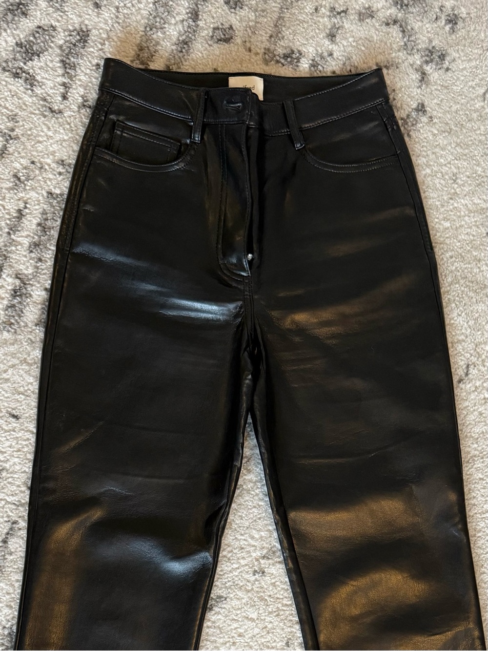 Wilfred (Aritzia) Black High-Rise Faux Leather Jeans